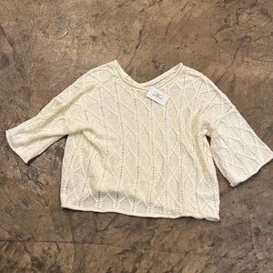 Lightweight 3/4 Sleeve Cream Summer Sweater